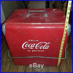 Vintage Antique 1950's Metal Red Coca Cola Soda Pop Cooler Coke Ice Chest