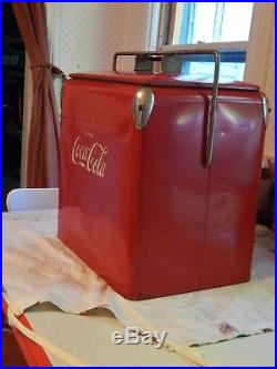Vintage Antique Coca Cola Cooler Red Metal Retro