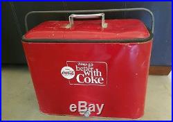 Vintage Antique Coke Coca Cola Cooler -Embossed Logo Metal