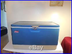 Vintage Aqua Blue Coleman Metal Chest Cooler & Trays, Ice Jug 1974 5256B706