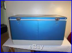 Vintage Aqua Blue Coleman Metal Chest Cooler & Trays, Ice Jug 1974 5256B706