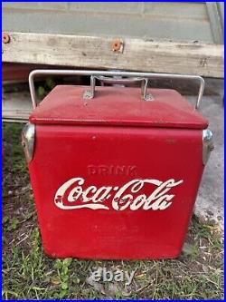 Vintage Authentic metal Coca Cola Small Ice Chest Cooler