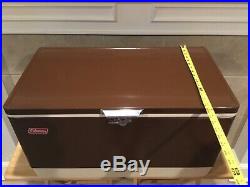 Vintage BIG BROWN Coleman Metal Cooler with TRAYS! 28 x 15.5 x 15 Made in USA