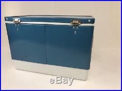 Vintage BLUE COLEMAN COOLER w Original Box metal ice chest camping insulated