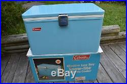 Vintage Baby Blue Coleman Cooler Sno-Lite Low Boy Model 5243A720 with Box