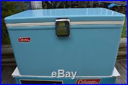 Vintage Baby Blue Coleman Cooler Sno-Lite Low Boy Model 5243A720 with Box