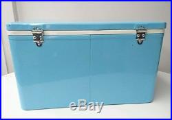 Vintage Baby Blue Coleman Metal Cooler Chest Excellent and Glossy