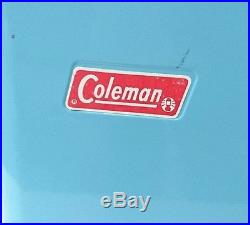 Vintage Baby Blue Coleman Metal Cooler Chest Excellent and Glossy