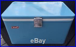 Vintage Baby Blue & White Coleman Metal Cooler FREE SHIP