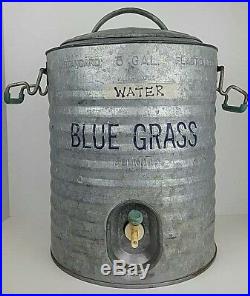 Vintage Belknap Hardware Blue Grass 5 Gallon Galvanized Metal Water Drink Cooler