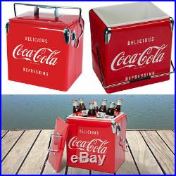 Vintage Beverage Cooler Ice Box Tin Lunch Box 8 Gallon Red Metal Coke Coca Cola
