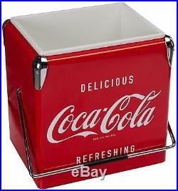 Vintage Beverage Cooler Ice Box Tin Lunch Box 8 Gallon Red Metal Coke Coca Cola
