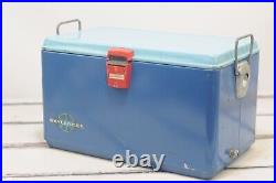 Vintage Blue Hamilton Skotch Skylander Metal Ice Chest Cooler Large Orig. Tools