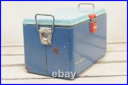 Vintage Blue Hamilton Skotch Skylander Metal Ice Chest Cooler Large Orig. Tools