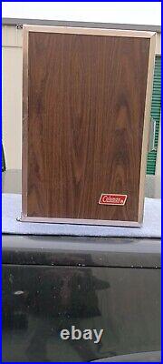 Vintage Brown Coleman Ice Cooler 10/76 3 Way Upright Fridge Faux Wood USA