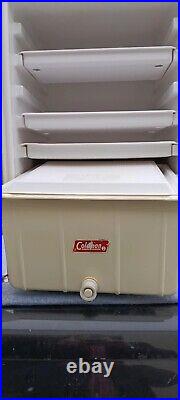 Vintage Brown Coleman Ice Cooler 10/76 3 Way Upright Fridge Faux Wood USA