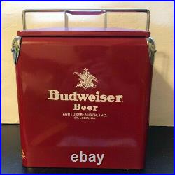 Vintage Budweiser Beer Anheuser Busch Metal Cooler Ice Chest WithBottle Opener