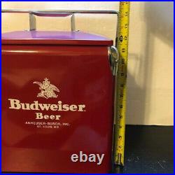 Vintage Budweiser Beer Anheuser Busch Metal Cooler Ice Chest WithBottle Opener