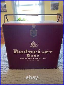 Vintage Budweiser Cooler, 1940s 1950s Metal Original ARAY St Louis