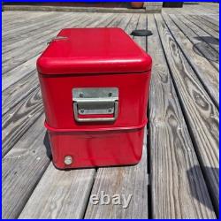 Vintage Budweiser Red Metal Cooler Ice Chest Complete Set Tray 1950s 1960s Retro
