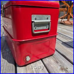 Vintage Budweiser Red Metal Cooler Ice Chest Complete Set Tray 1950s 1960s Retro