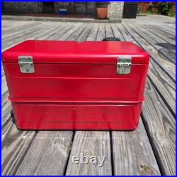 Vintage Budweiser Red Metal Cooler Ice Chest Complete Set Tray 1950s 1960s Retro