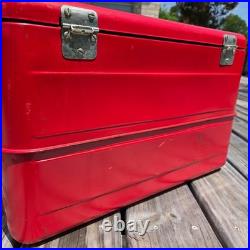 Vintage Budweiser Red Metal Cooler Ice Chest Complete Set Tray 1950s 1960s Retro