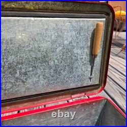 Vintage Budweiser Red Metal Cooler Ice Chest Complete Set Tray 1950s 1960s Retro