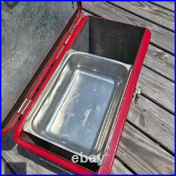 Vintage Budweiser Red Metal Cooler Ice Chest Complete Set Tray 1950s 1960s Retro