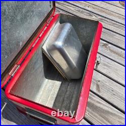 Vintage Budweiser Red Metal Cooler Ice Chest Complete Set Tray 1950s 1960s Retro