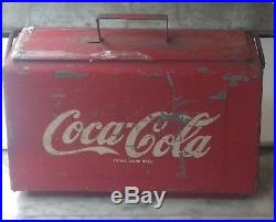 Vintage COCA COLA COOLER BOX Traveler Picnic ICE CHEST METAL BODY red color logo