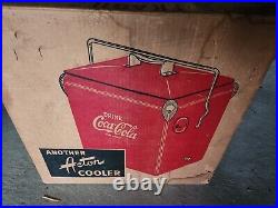 Vintage COCA-COLALarge Metal Cooler Ice Chestin original box 1950's