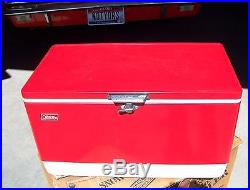 Vintage COLEMAN COOLER & Box Metal Ice Chest Snow-Lite 20 GALLON RED 5256 Used