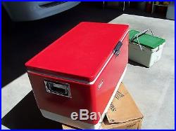 Vintage COLEMAN COOLER & Box Metal Ice Chest Snow-Lite 20 GALLON RED 5256 Used