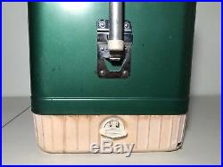 Vintage COLEMAN COOLER Green Diamond METAL Picnic CARRY HANDLE Tray withCan Opener