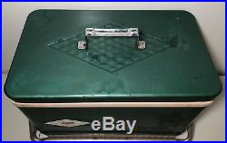 Vintage COLEMAN COOLER Green Diamond METAL Picnic CARRY HANDLE Tray withCan Opener