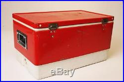 Vintage COLEMAN COOLER metal ice chest RED cam latch insulated double handles 75