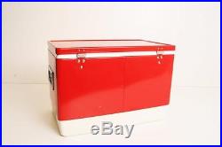 Vintage COLEMAN COOLER w Original Box metal ice chest Snow-Lite RED 56 Quart OG