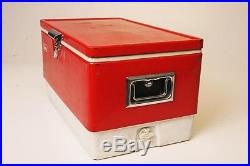 Vintage COLEMAN COOLER with Tray metal ice chest RED cam latch 1975 double handles