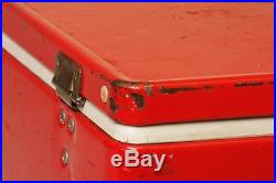 Vintage COLEMAN COOLER with Tray metal ice chest RED cam latch 1975 double handles