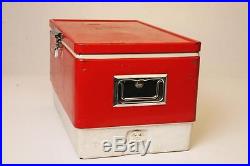 Vintage COLEMAN COOLER with Tray metal ice chest RED cam latch 1975 double handles