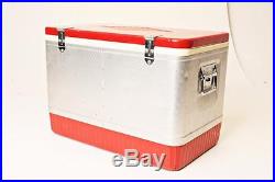 Vintage COLEMAN COOLER with Tray metal ice chest RED silver tin latch diamond logo