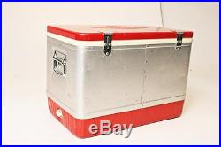 Vintage COLEMAN COOLER with Tray metal ice chest RED silver tin latch diamond logo