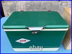 Vintage COLEMAN GREEN Metal Cooler Soda Drink Model 5215B SNOWLITE Cardboard Box