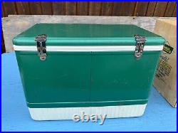 Vintage COLEMAN GREEN Metal Cooler Soda Drink Model 5215B SNOWLITE Cardboard Box