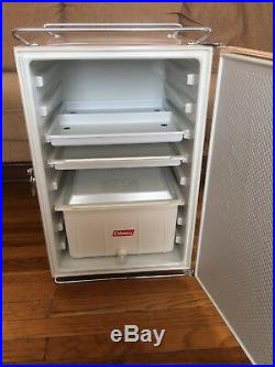 Vintage COLEMAN Metal Cooler Refrigerator Butternut Convertible RV Camp