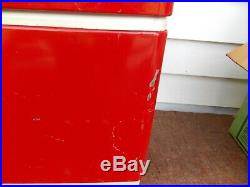 Vintage COLEMAN Red Metal Cooler Ice Box Metal Handles Metal Bottle Opener