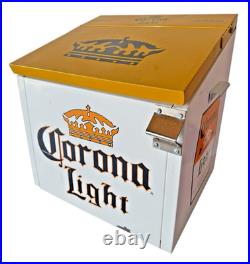 Vintage CORONA LIGHT Beer Cooler Mini Bar Type Soda Water ICE CHEST Metal Beach