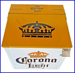 Vintage CORONA LIGHT Beer Cooler Mini Bar Type Soda Water ICE CHEST Metal Beach