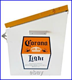Vintage CORONA LIGHT Beer Cooler Mini Bar Type Soda Water ICE CHEST Metal Beach